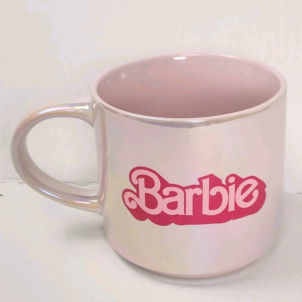 Barbie The Movie‎ 2023 Pink Iridescent Coffee Mug 15 oz Stoneware Pearl